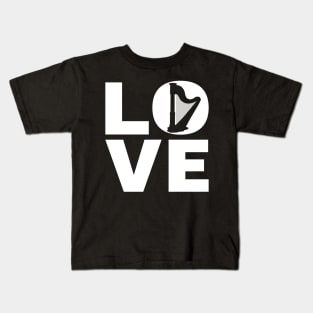 Love Harp Gift For Harpists Kids T-Shirt